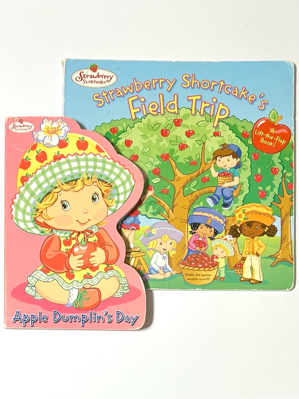 2 Vintage 2003-04 Strawberry Shortcake Board Books: Lift the Flaps/Apple Dumplin